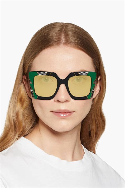 gucci crystal square sunglasses|gucci acetate sunglasses.